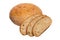 Fresh sliced wheat bread on white background