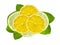 Fresh slices lime and lemon with leaf mint on white