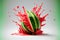 Fresh Slices of Watermelon With Exploding Juice Splashing AI Generative