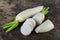 Fresh slices white radish , healthy vegatable