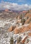 Fresh snow covers the red rock and ponderosa pines in Hop Valley along the Kolob Terrace road in Southern Utah