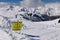 Fresh snow and danger sign at the off piste terrain at the Meribel ski area.