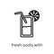 fresh soda with lemon slice and straw icon. Trendy modern flat l