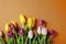 Fresh spring bouquet on vivid background