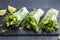 Fresh spring rolls with avocado, healthy vegan food