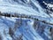 Fresh spring snow and ski trails on the slopes of the Alpine mountain Sex Rouge or Scex Rouge in a Les Diablerets massif