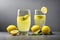 Fresh squeezed lemon juice in glass with lemon. ai generative