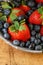 Fresh Strawberries and Blueberries in Colander