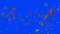 Fresh strawberries and blueberries flying in slow motion against Blue Screen