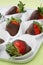 Fresh strawberries in melted chocolate