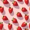 Fresh Strawberries Pattern on Pink Background for Vibrant Summer Design