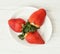 Fresh strawberries on the plate, detail fruit photo