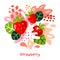 Fresh strawberry berry berries fruits juice splash organic food juicy splatter strawberries on abstract background