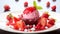 Fresh strawberry dessert, a sweet gourmet indulgence generated by AI