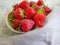 Fresh strawberry plate delicious  organic  gray concrete background