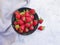 Fresh strawberry plate food summer nutritiondelicious organic gray concrete background