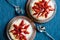 Fresh strawberry porridge on a table