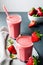 Fresh strawberry smoothie for cook book cover or magazine