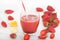 Fresh strawberry smoothie, healthy antioxidant juice