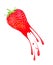 Fresh strawberry with splashes and drops of paint