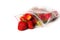 Fresh strawberry in transparent open plastic bag with lock isolated on white.