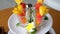 Fresh summer fruits on skewers, healthy organic snack for kids birthday party