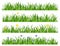 Fresh summer green cartoon grass with multicolored flowers background set vector flat