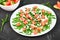 Fresh summer watermelon salad with feta cheese and arugula