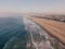 Fresh sunrise morning at the Venice beach in Los Angeles. Aerial