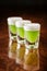 Fresh sweet green sour shot alcohol cocktails