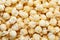 Fresh, sweet popcorn with caramel close-up, top view