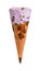 Fresh sweet potato flavor ice cream cone on white with clipping path