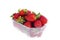 Fresh sweet red strawberries in plastic container.