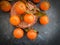 Fresh tangerines  concrete background clementine, group