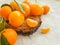 Fresh tangerines natural   on concrete background clementine, group