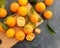 Fresh tangerines natural organic on concrete background clementine, group