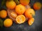 Fresh tangerines vintage  sweet  group  health    ripe    organic template on concrete background health, nature