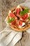 Fresh tart or pie with figs, cream and mint