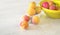 Fresh and tasty apricots on a rustic table, selective focus, healthy eating, dieting