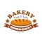 Fresh and tasty bread bagel. Bakery emblem