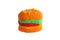 Fresh tasty burger isolated on white background.. Soft plasticine craft