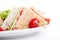 Fresh tasty club sandwich salad and toast