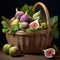 Fresh And Tasty Fig Basket With A Delicious Apple