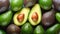 Fresh and tasty green avocados. Natural vegetable. Organic and natural food