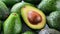 Fresh and tasty green avocados. Natural vegetable. Organic and natural food