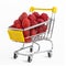 Fresh tasty raspberry in the shopping cart. Creative organic food concept.