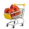 Fresh tasty strawberry in the shopping cart. Creative organic food concept