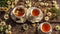 Fresh tea in cups chamomile aromatic antioxidant composition