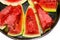 Fresh testy sliced watermelon on plate.