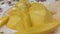 Fresh thai yellow mango background, rotates, close up